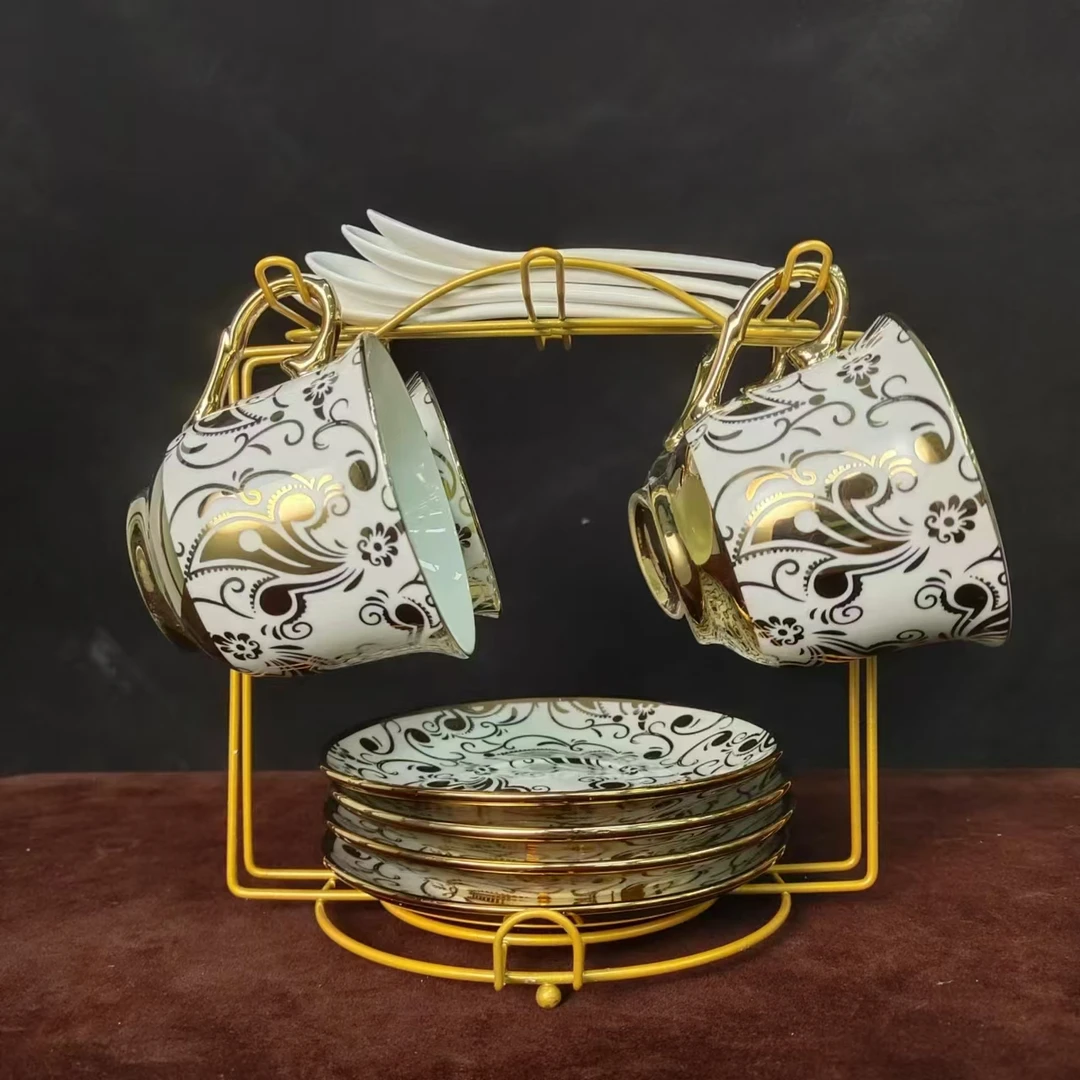 欧式创意茶具马克杯英式咖啡杯碟架套装jz