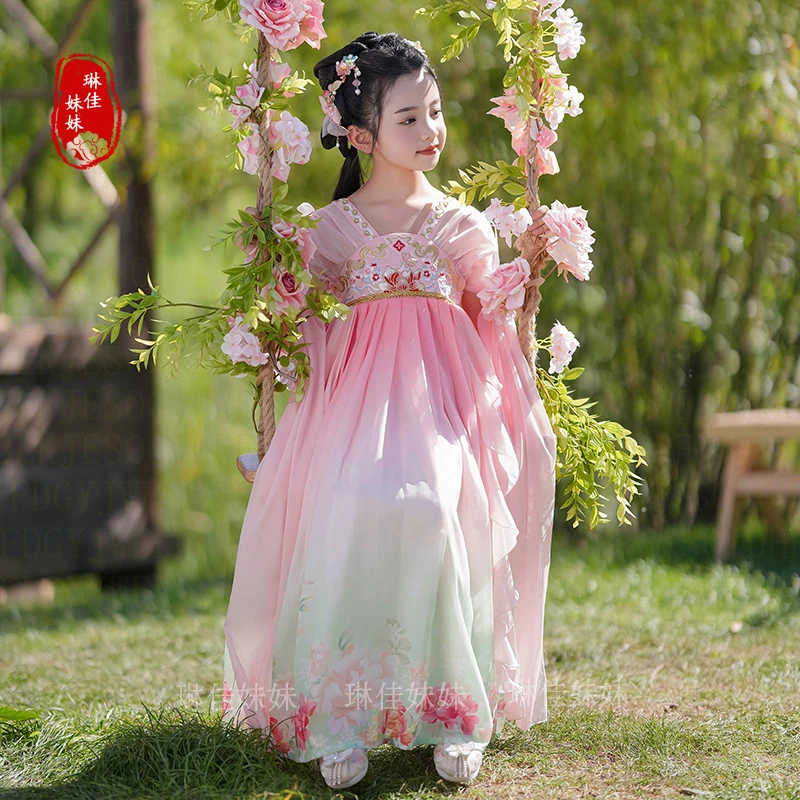 【桃夭】女童汉服国风夏季仙气飘逸表演襦裙儿童小女孩古风薄款古装