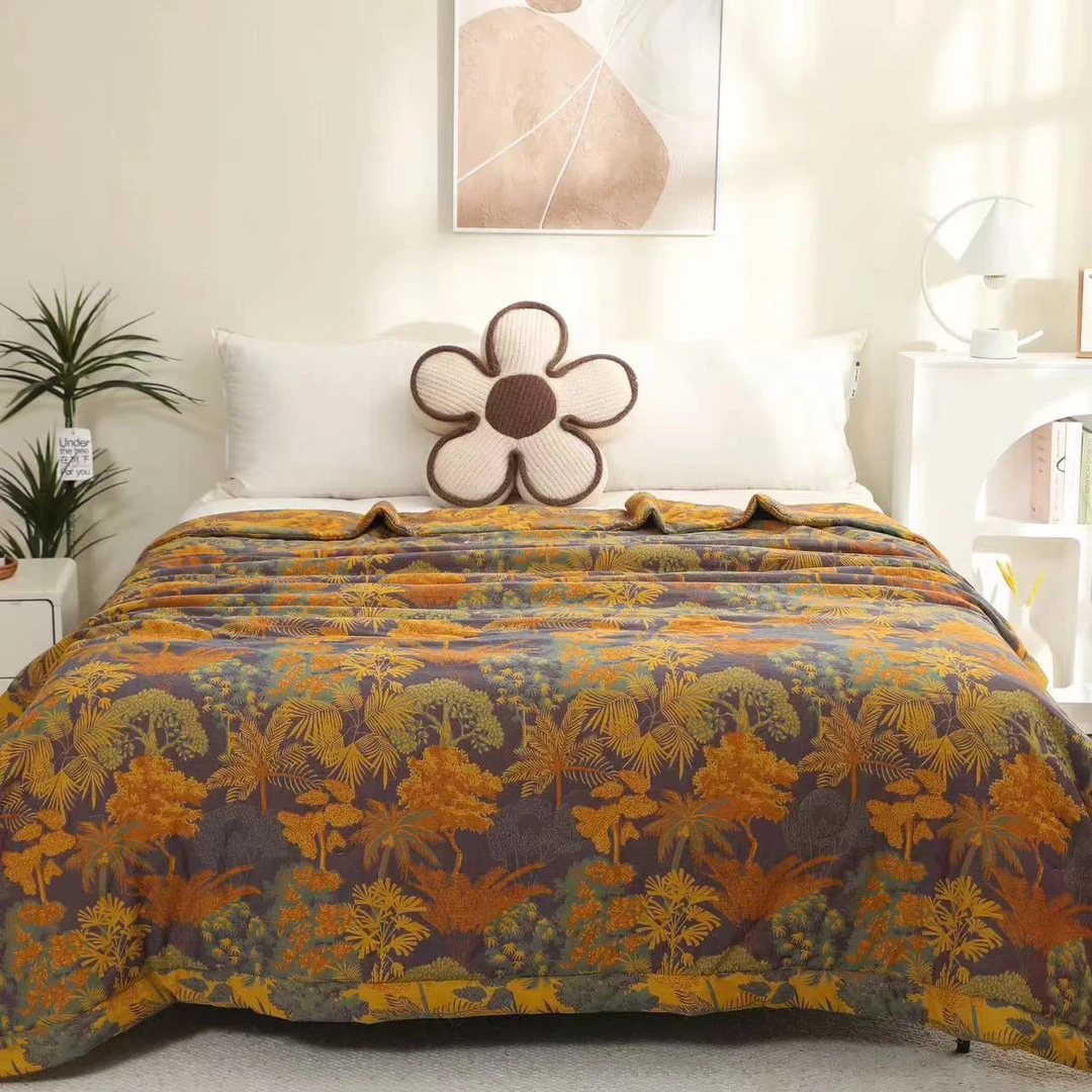 热带雨林200*230冬被加厚双层纱保暖水洗