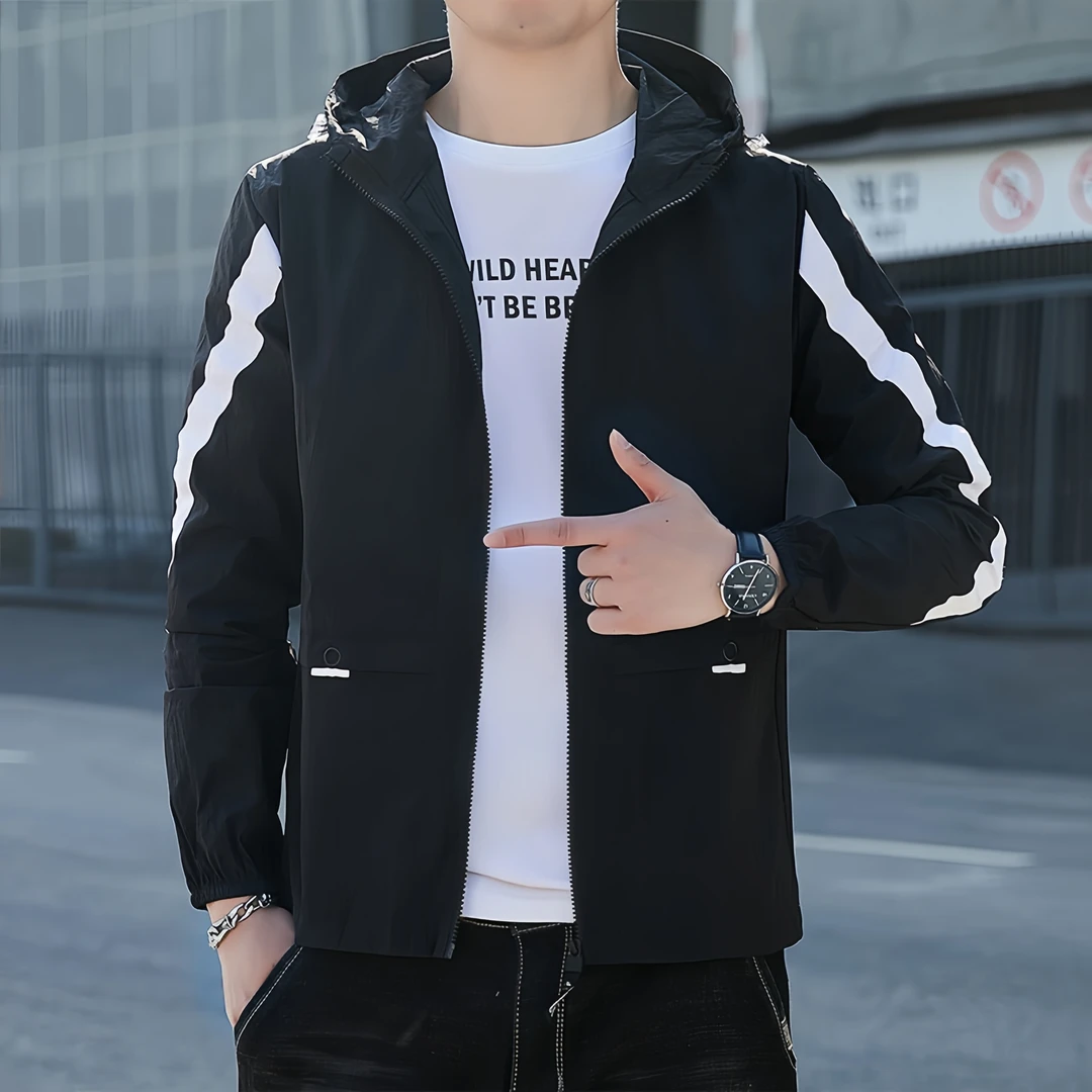 新款夏季男士户外简搭衣男皮肤衣冰丝运动防晒服长袖短款休闲外套