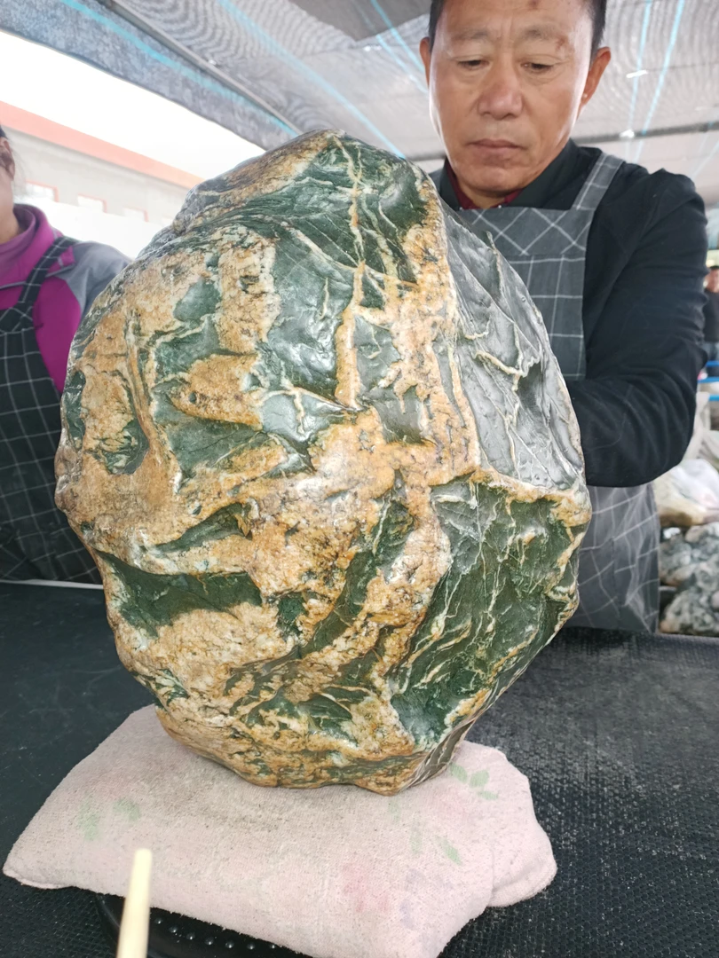 新疆额河奇石观赏石画面石胎记石戈壁石天然奇石装饰摆件风景石