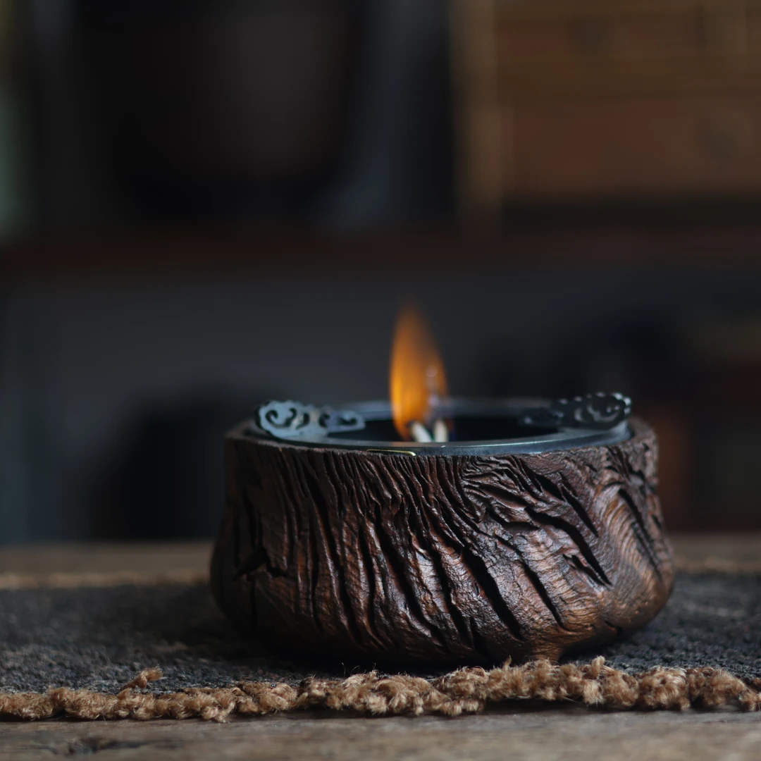 【夷嘉茗友】铁栎木随形纹温茶炉，圆形M399