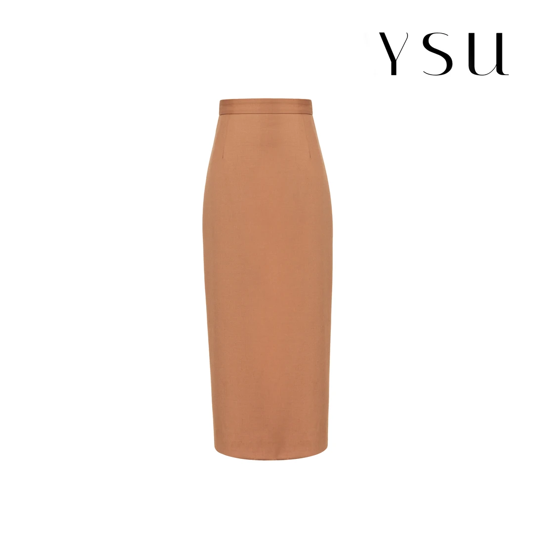 YSU【余书】 设计感轻奢优雅开叉简约中腰小众气质西服半身裙Q5630