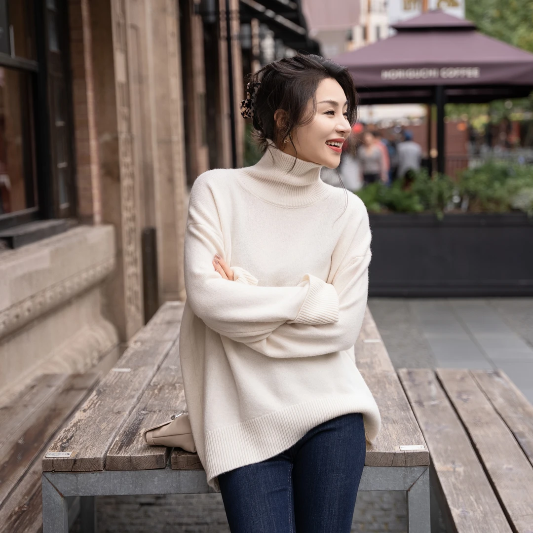 YSU【余书】慵懒秋冬长袖百搭简约纯色高领针织保暖毛衣Y303930