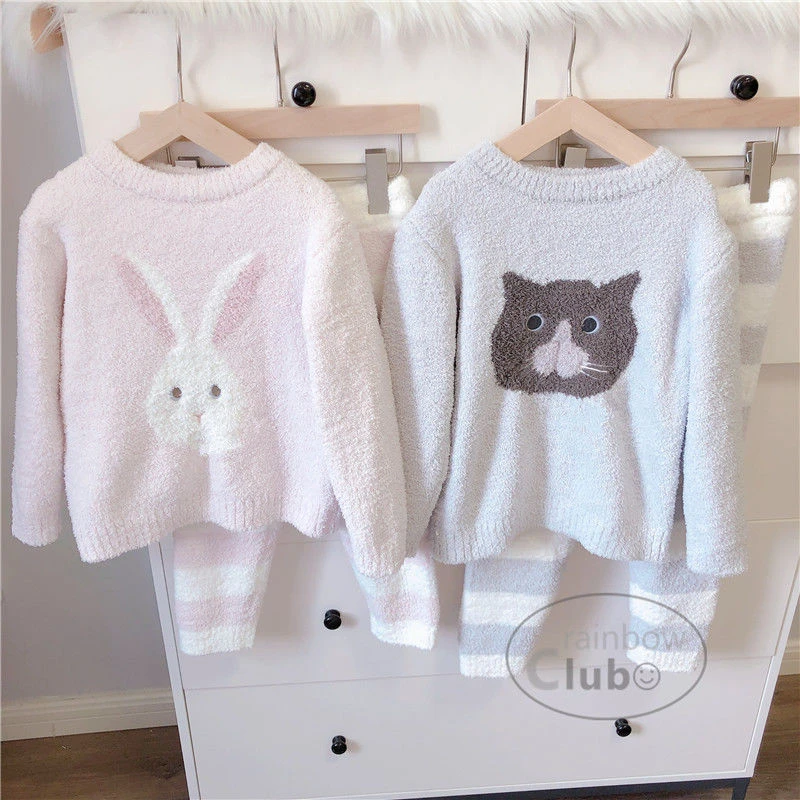 【冬季大促】秋冬软绵绵可爱猫咪兔子宝宝套头加厚保暖睡衣家居服