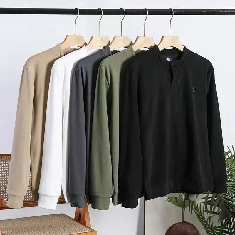 个性单扣设计软糯亲肤德绒料简约休闲男士卫衣秋冬保暖套头打底衫