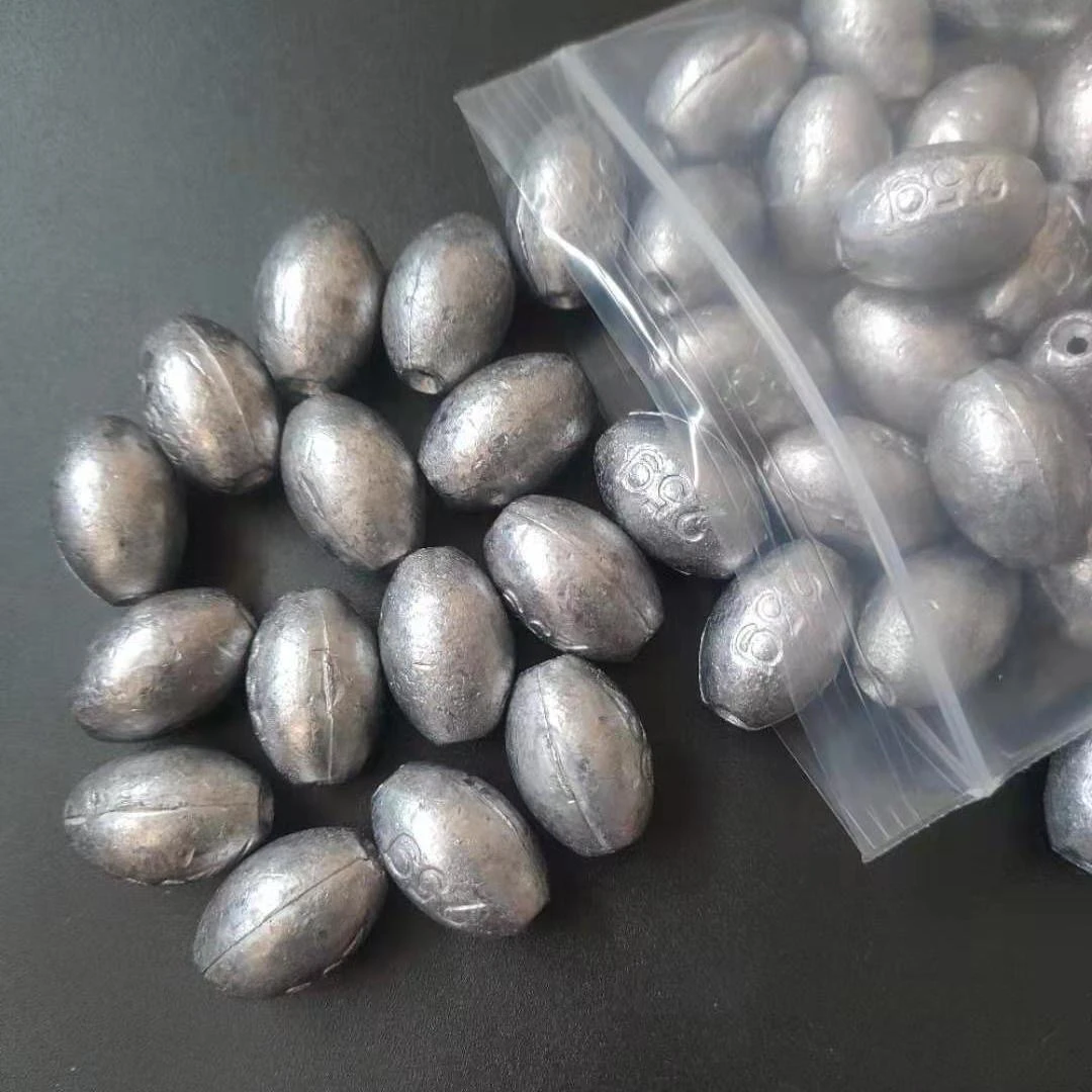 橄榄铅坠中通心铅坠橄榄形钓鱼路亚远投筏钓海杆空心串钩铅坠配件