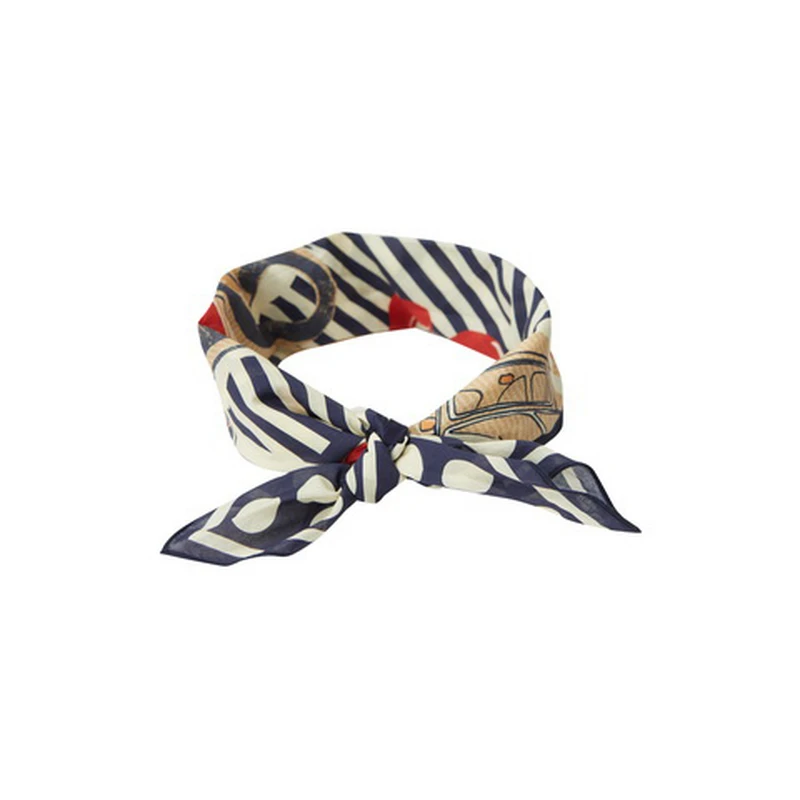 谜底小方巾女夏新品复古田园风条纹波点纯棉头巾242MQ0901