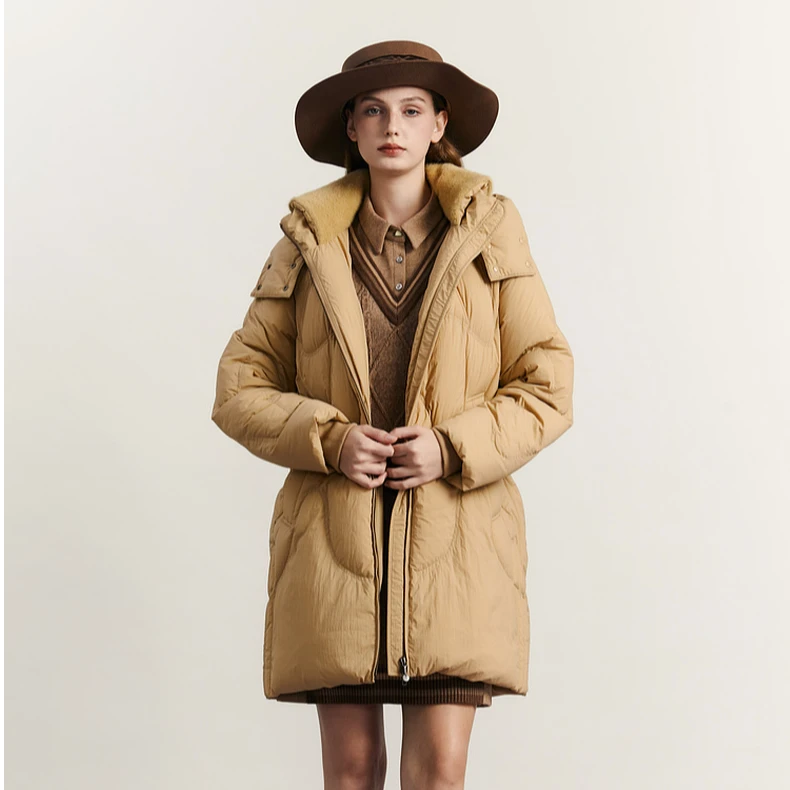 谜底中长款羽绒服女冬款设计感宽松保暖鹅绒面包服234MY1469