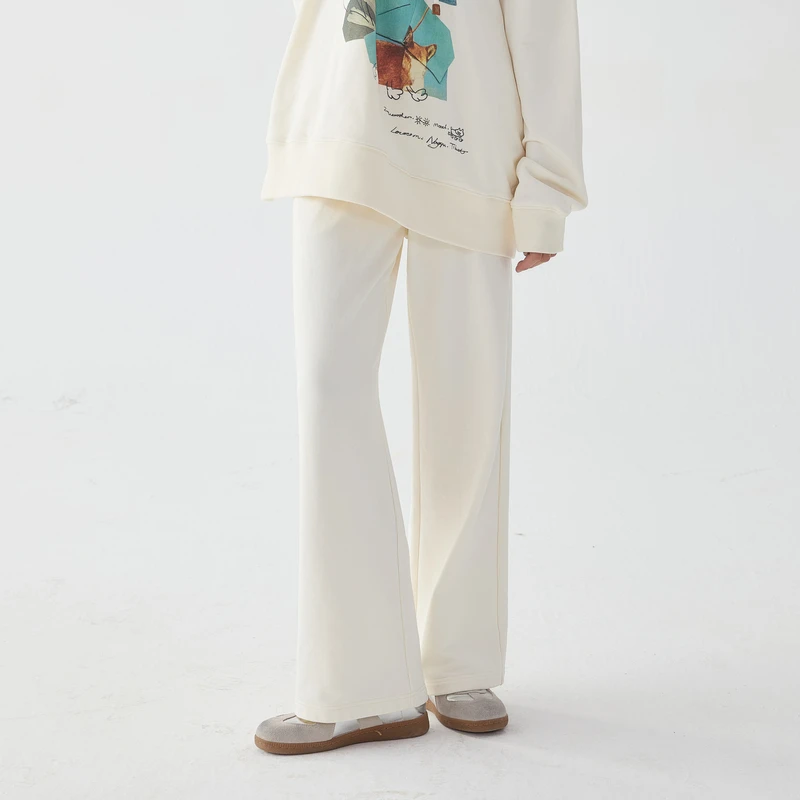 谜底白色休闲裤女2025春季新款百搭时尚宽松阔腿裤长裤255MK3008