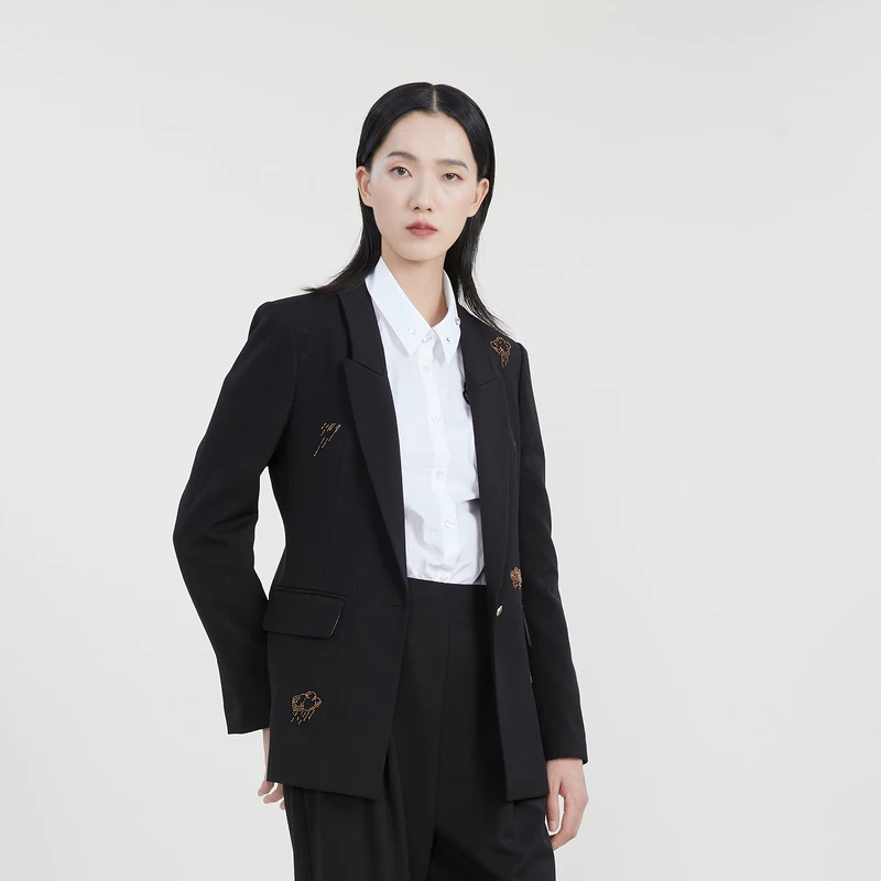 【高端系列】谜底绣花西服外套女新款一粒扣西装231GW0061