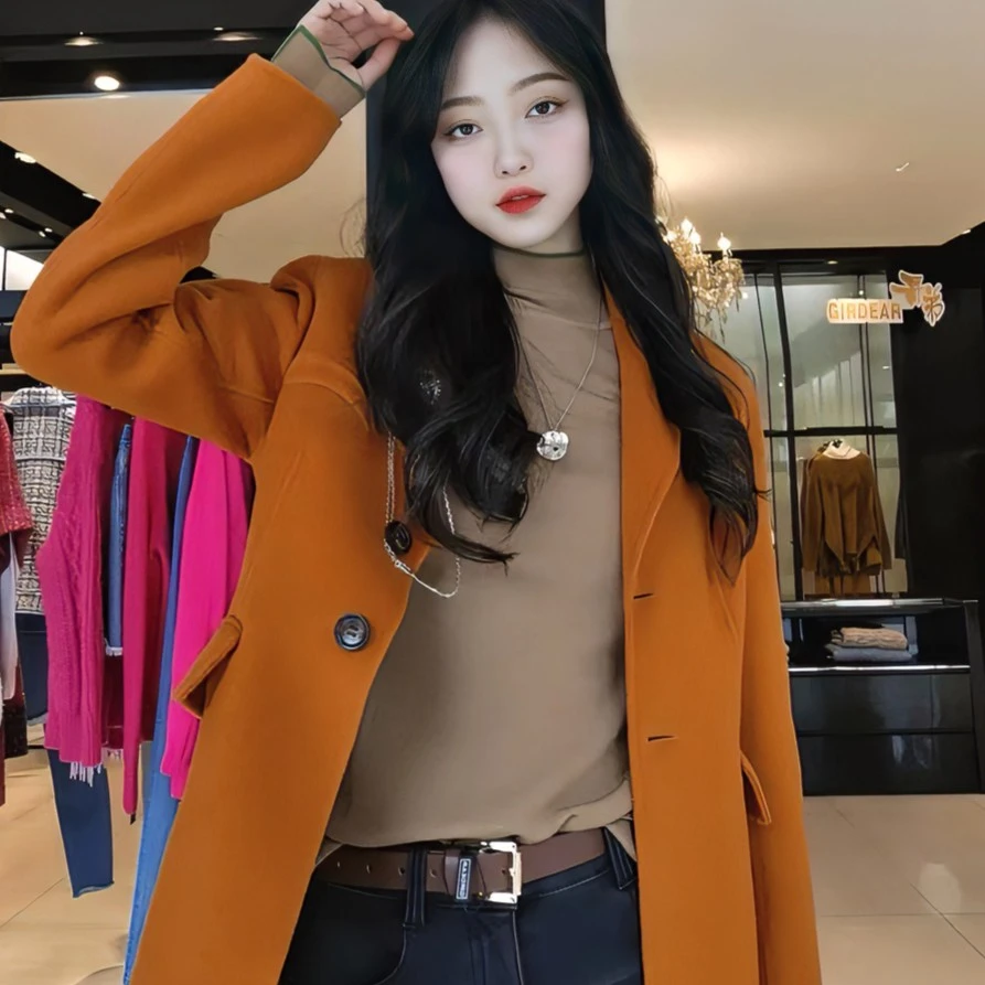 GIRDEAR/哥弟1400434【日出维纳斯】长款修身毛呢大衣