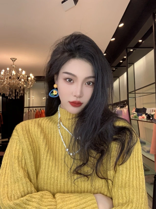 GIRDEAR/哥弟1399433【风吹麦浪】高领厚毛衣秋冬时尚百搭