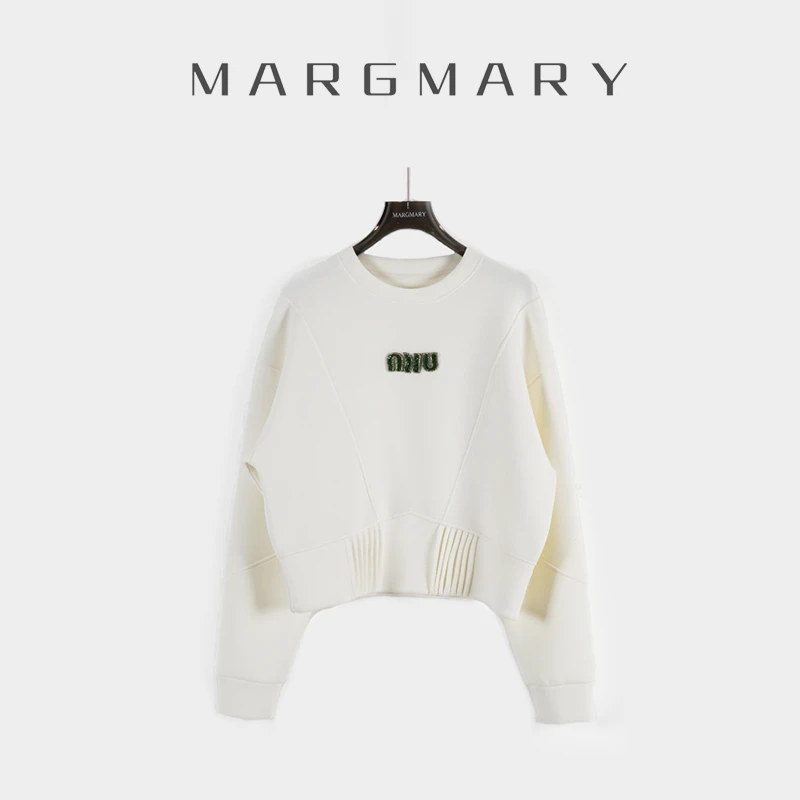 2025设计师走秀新款宽松圆领长袖卫衣设计感字母上衣