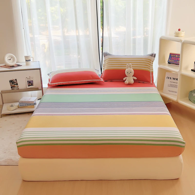 纯棉老粗布三件套床笠款 加厚防滑家用高档双人床1.5米床1.8米床