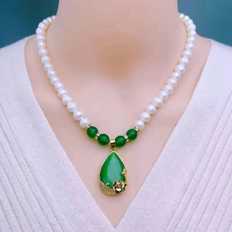 合金仿珍珠吊坠 不掉色送妈妈项链女韩版气质锁骨链坠母亲节礼物