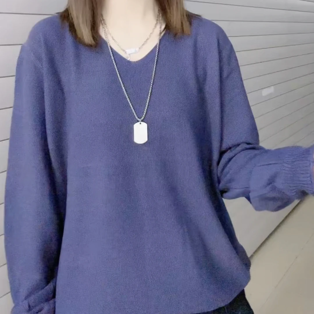 新款v领素版针织衫2239款