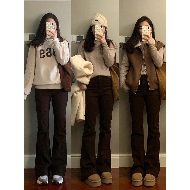 【现货款】花总吖【美拉德牛仔】显瘦高腰美拉德色系微喇裤R423Z07995