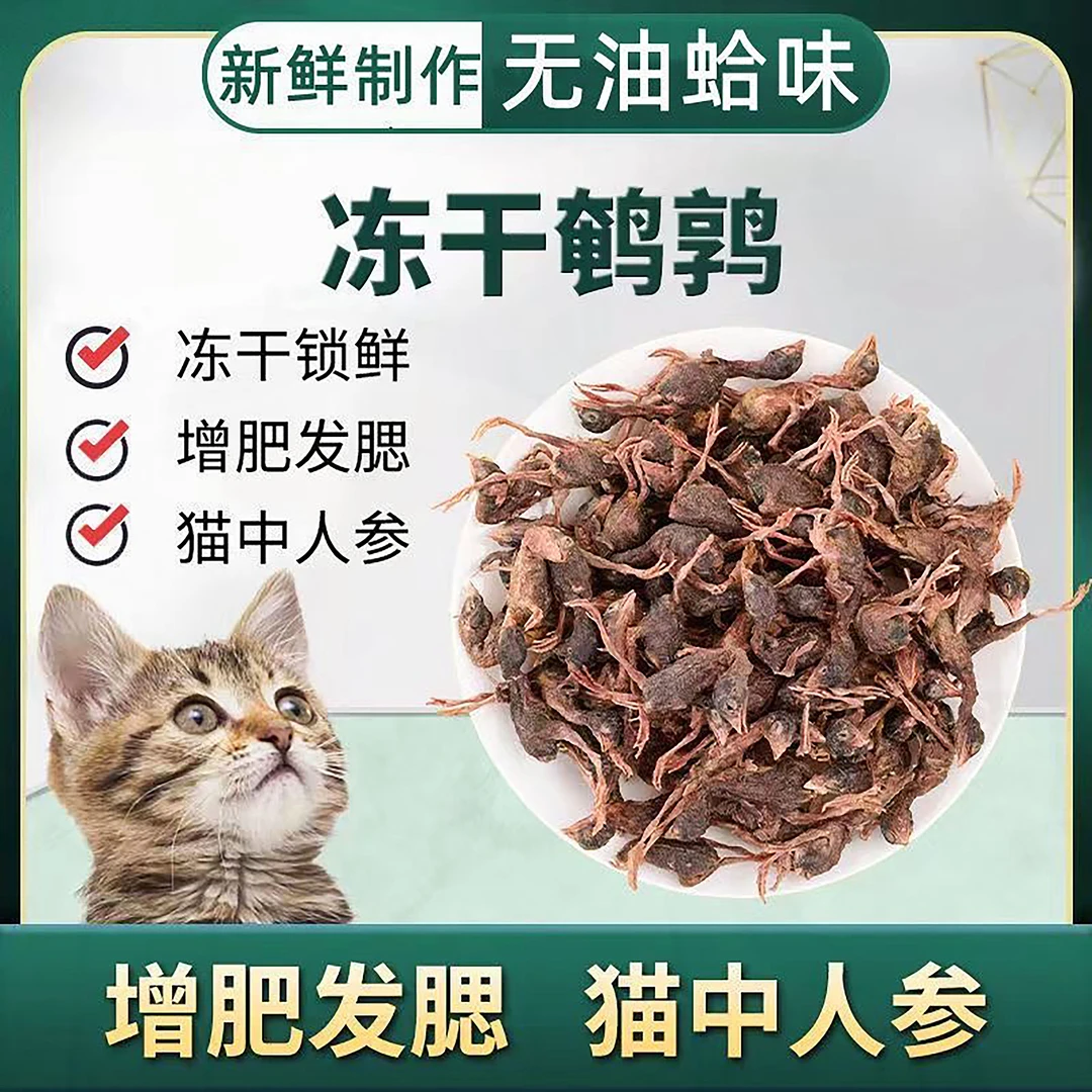 冻干鹌鹑猫咪零食增肥发腮营养猫咪纯肉补钙宠物狗猫咪零食小鹌鹑