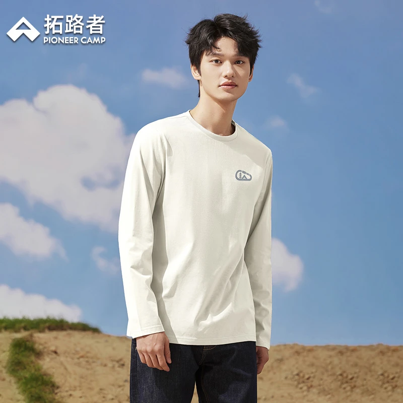 拓路者城市休闲春秋款长袖T恤男士纯棉质感内搭圆领上衣秋季新款