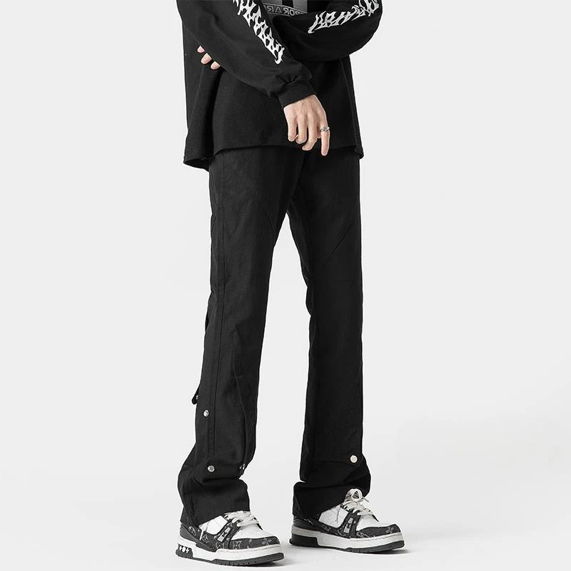 【小扬哥直播推荐】裤男款春秋潮牌暗扣直筒修身裤子潮男秋冬裤子