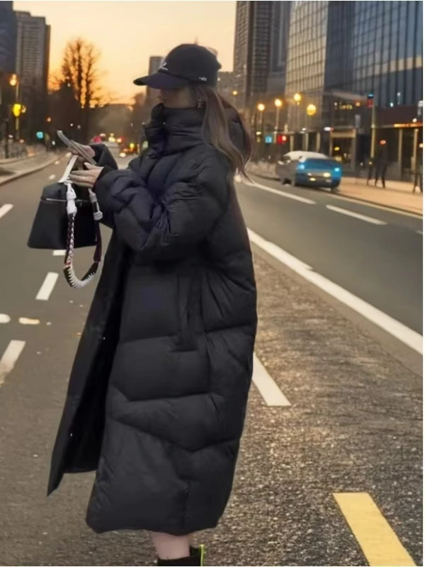 【五花肉专属】2024冬季新款正品百搭连帽长款加厚保暖气质女款外套