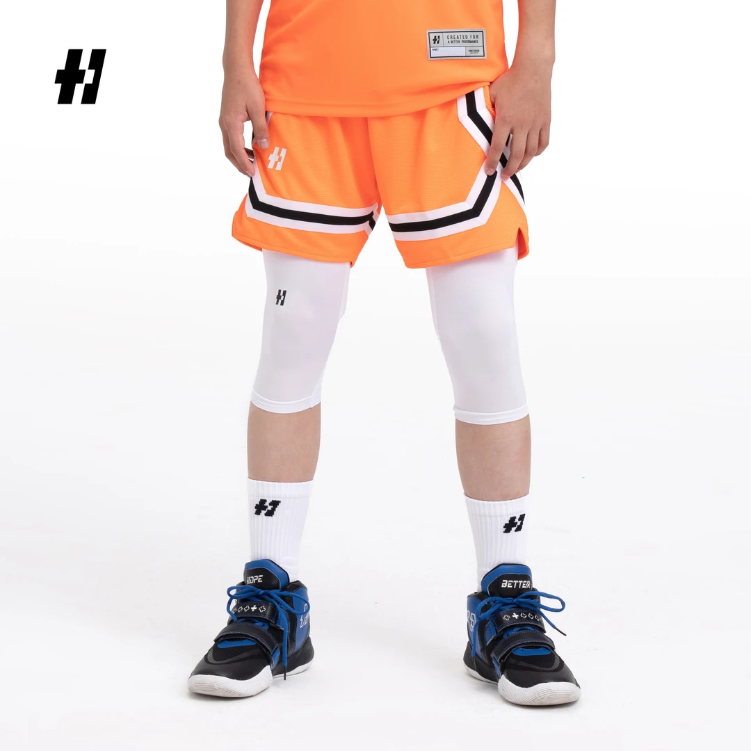 HOPEBETTER夏季速干跑步美式透气时尚训练薄款织带短裤儿童款