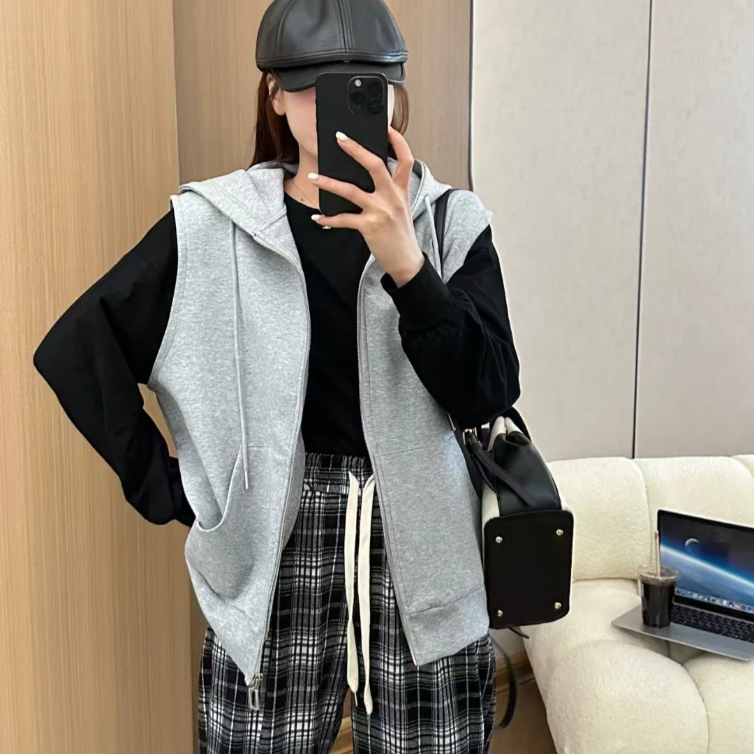 空气棉大版马甲连帽休闲背心马甲