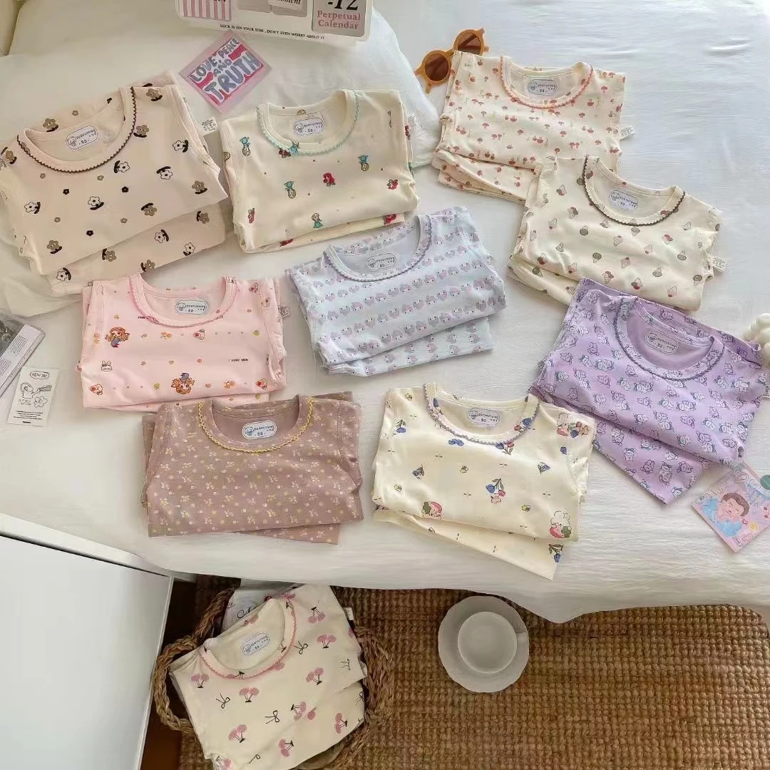 90-120莱卡家居服小童好多款式满印内衣套儿童保暖印花平替好物