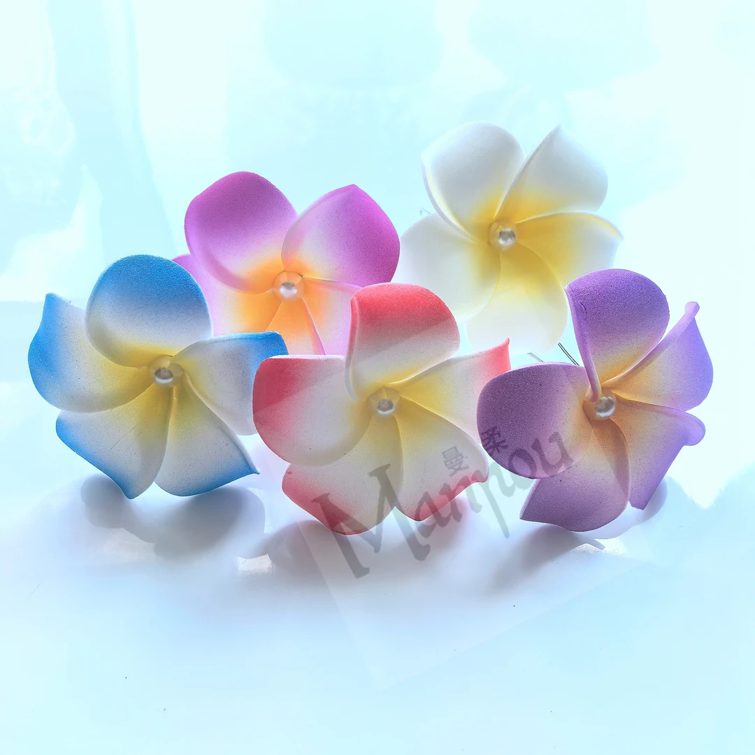 泡沫鸡蛋花发插女甜美簪花沙滩度假发饰傣族花朵发叉丸子头配饰