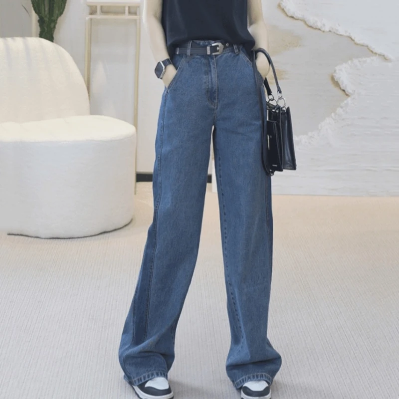 【商场同款】2024秋季新款高腰显瘦窄版直筒设计师款爆款长裤牛仔裤