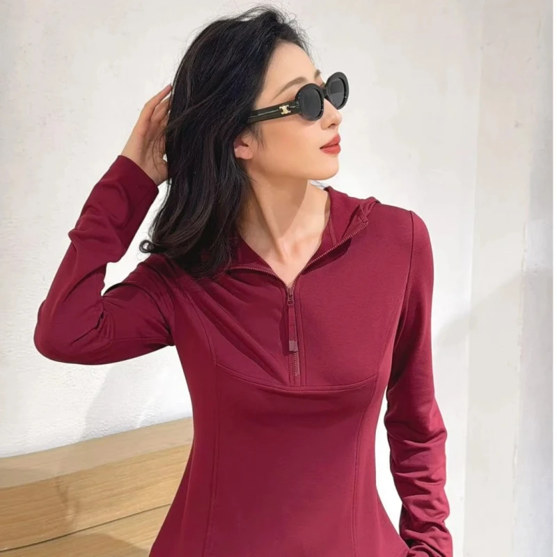 AMSSGIRD】2024秋季新款时尚休闲百搭美拉德风连帽拉链长袖保暖衫