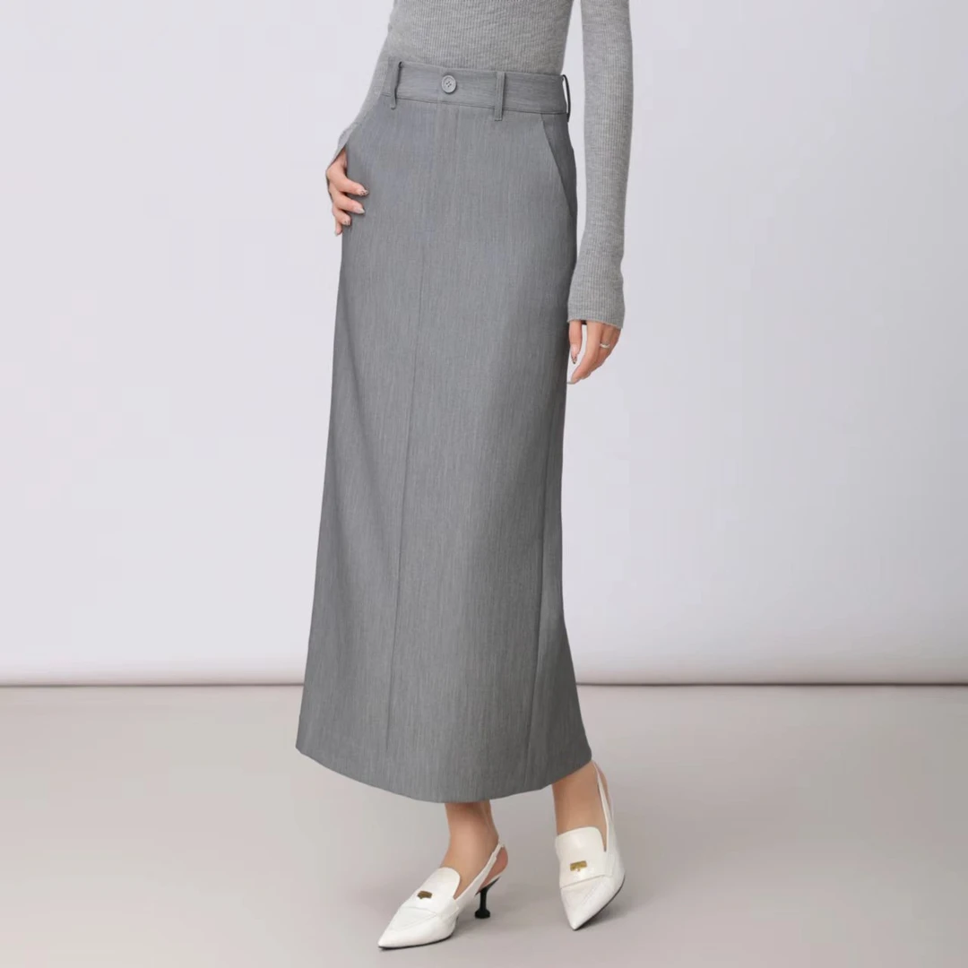 正品同款】夏季新款简约气质百搭直通高腰显瘦半身裙5200472