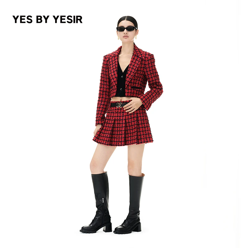 YES BY YESIR叶谦设计师品牌红与黑香风西服