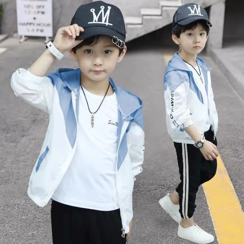 儿童装男童夏季防晒衣夏装2025新款男孩中大童轻薄防晒服冰丝外套