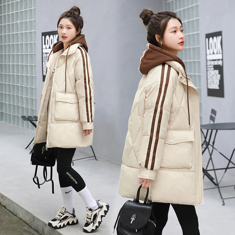 2023新款棉服女宽松休闲加厚保暖中长款棉衣时尚韩版百搭棉袄冬季