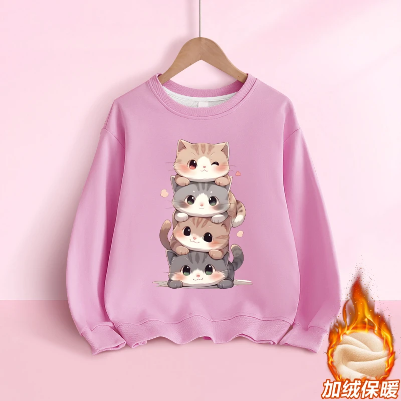 女童卫衣加绒秋冬装新款儿童洋气百搭休闲女大童保暖一体绒上衣潮