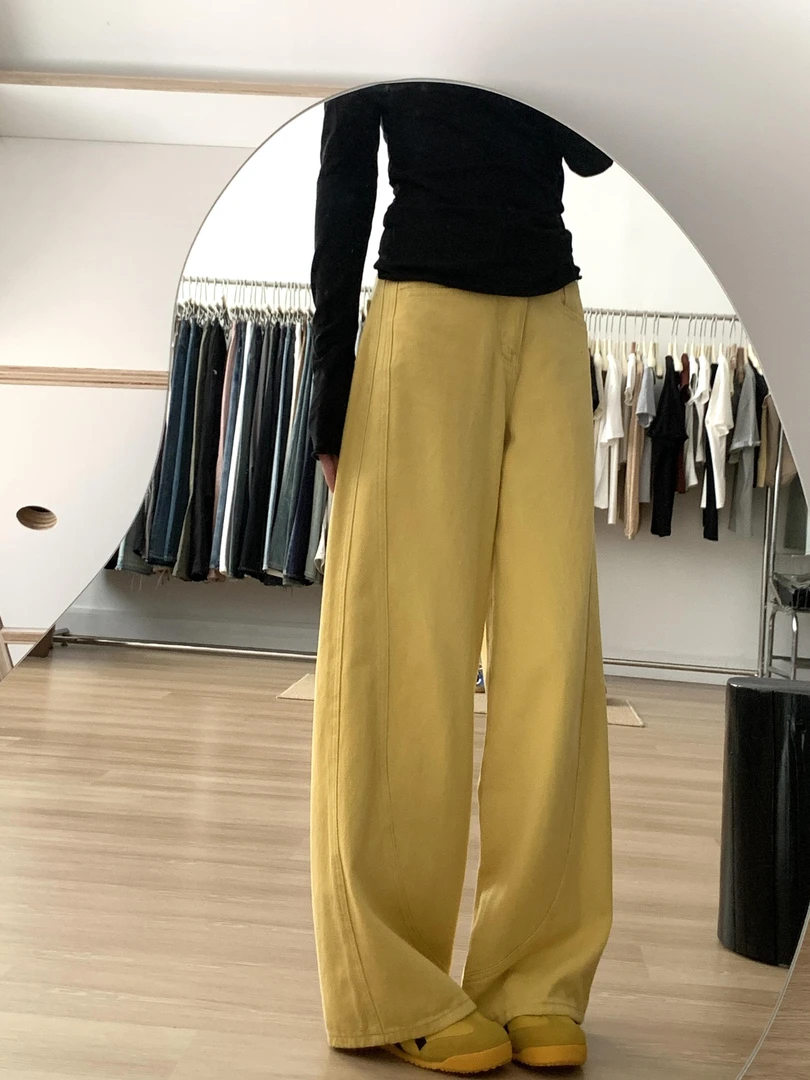 秋季新款设计感高腰宽松休闲低腰阔腿裤女高个子拖地加长牛仔裤子