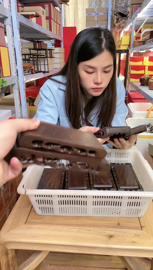 【闪购商品】黑檀木艺套二书卷底座