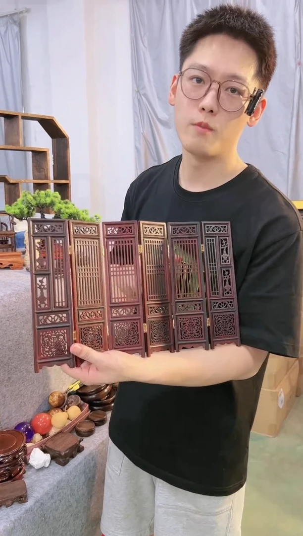 【闪购商品】红酸枝木类木艺微型家具小屏风一扇