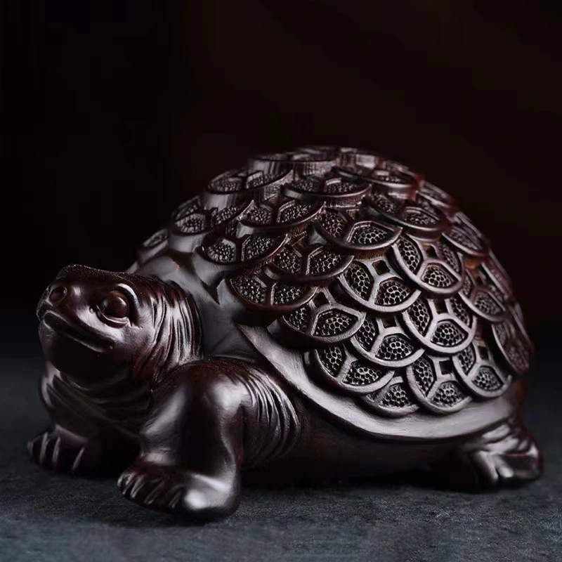 【黑檀金钱龟15cm】木雕摆件木质乌龟家居办公室客厅玄关装饰工艺品