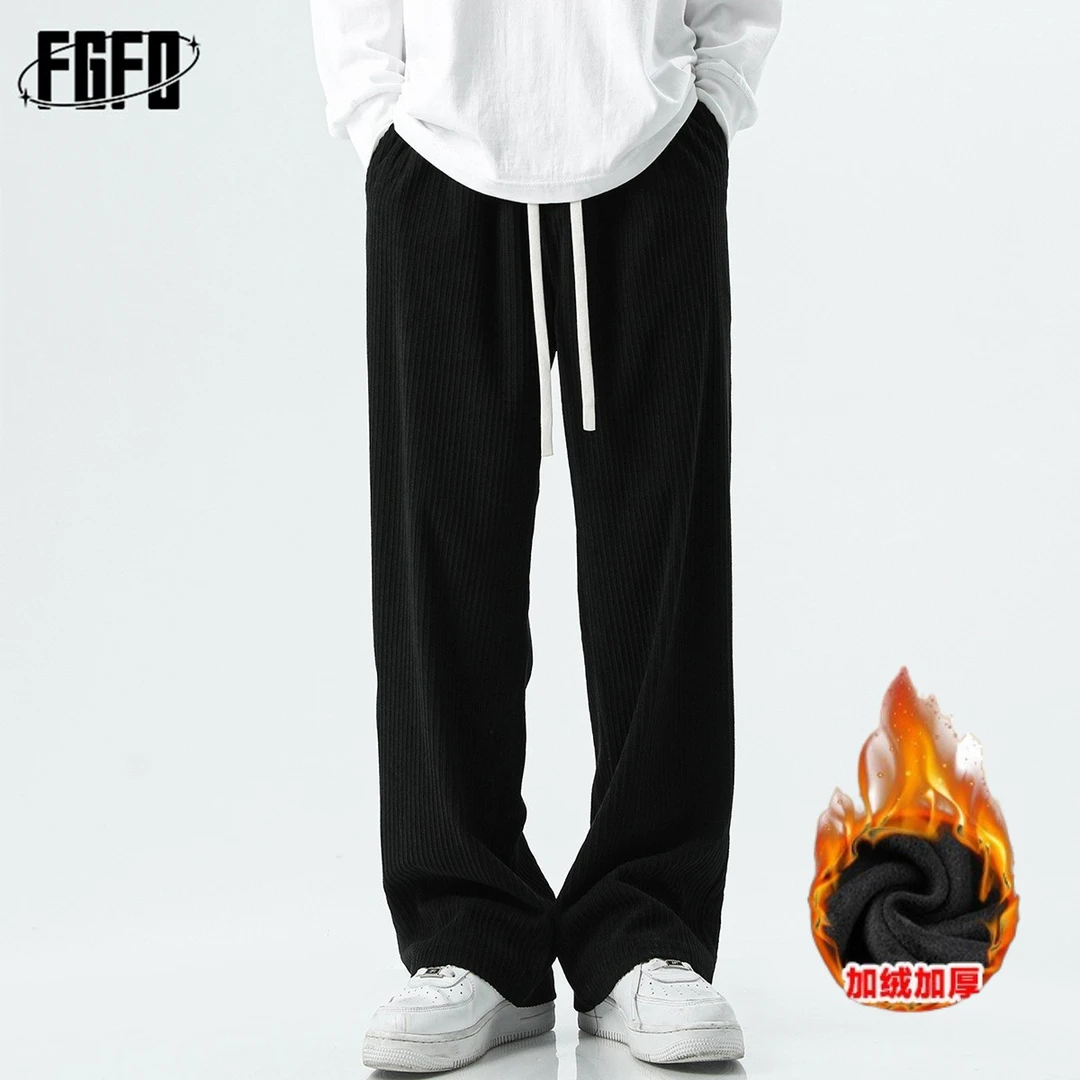 FGFO原创潮牌灯芯绒裤子男秋季款痞帅拖地裤运动卫裤阔腿直筒宽松
