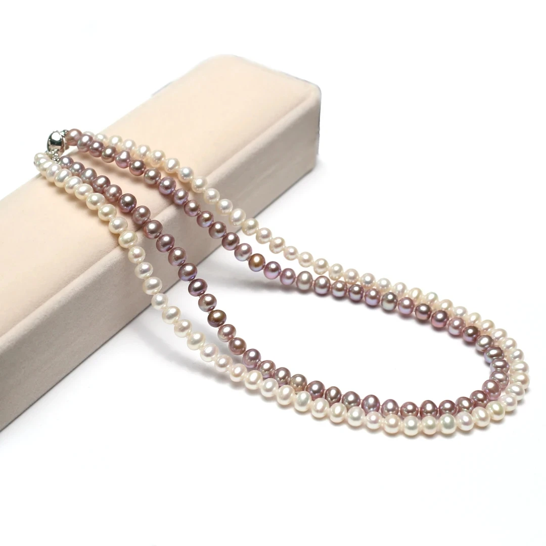 6-7mm天然淡水珍珠白色近圆精致项链多样性发一