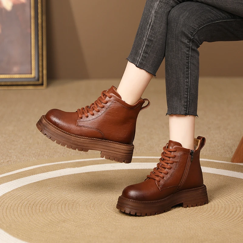 【sensen】2024年秋冬新款复古休闲百搭时尚英伦风马丁靴短靴子女