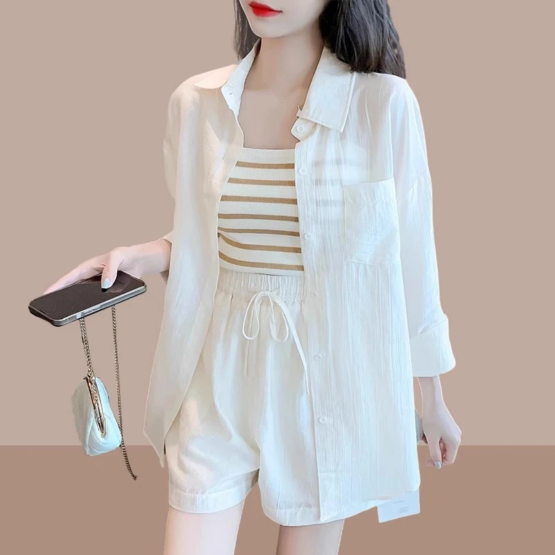 莫奈花园风网红三件套女款夏新款爆款小个子时尚洋气女装套装