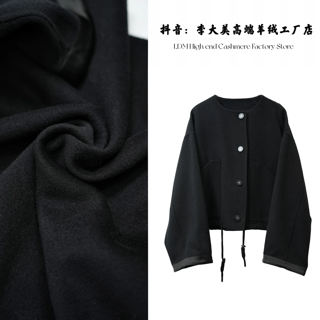 【美专属】宠粉福利.百搭韩版高端山羊绒+绵羊毛大衣短款外套24666