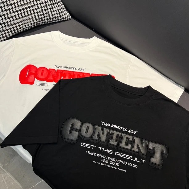 重磅立体贴皮刺绣 美式复古潮牌短袖 105