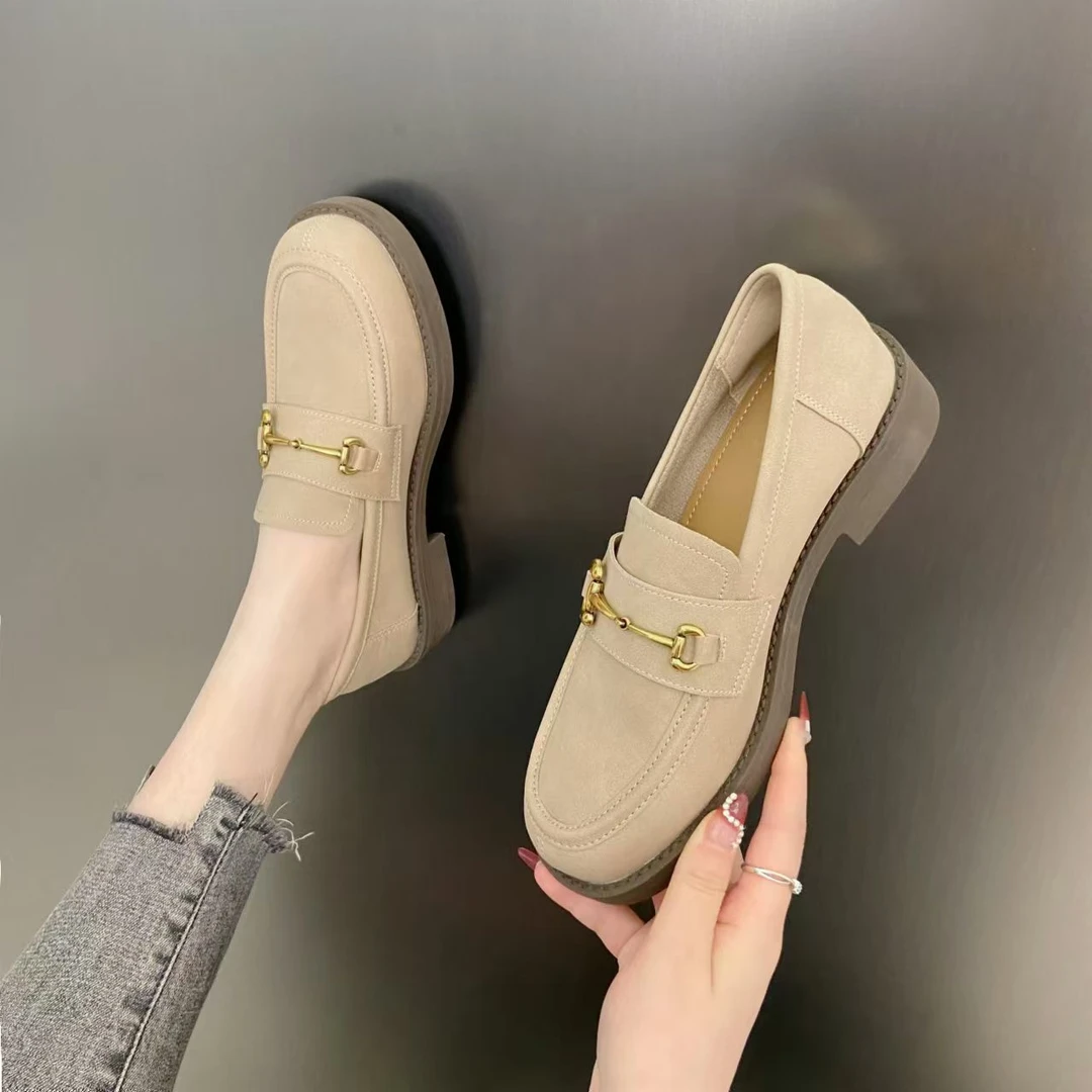 68912舒适2024春款复古学院风一脚蹬薄底百搭时尚超软乐福女鞋
