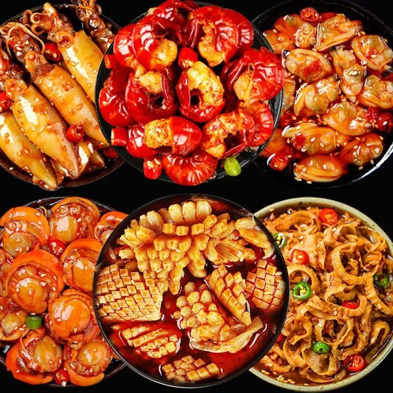 【小扬哥力荐】【整箱速食】麻辣八爪鱼海鲜罐头即食熟食鲍鱼虾尾