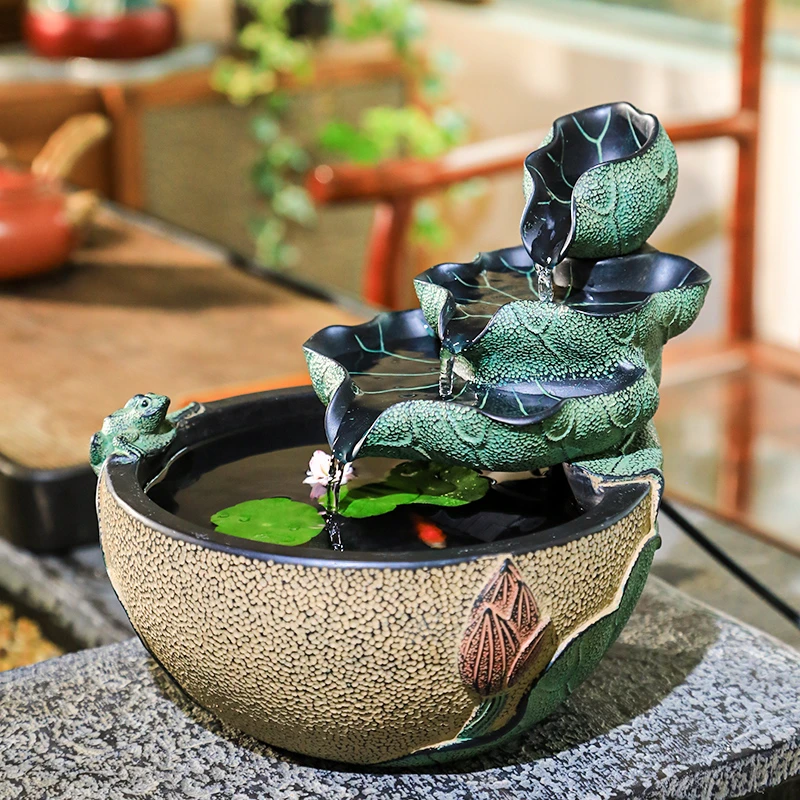 新中式桌面流水循环水摆件客厅创意出水水景喷泉摆设招财装饰品